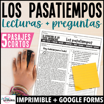 Preview of Lecturas informativas Reading Comprehension Worksheets Spanish - Los pasatiempos