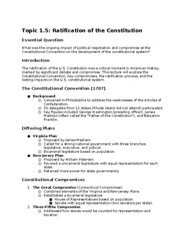 Preview of Lecture Notes 1.5: Ratification of the Constitution AP Government and Politics