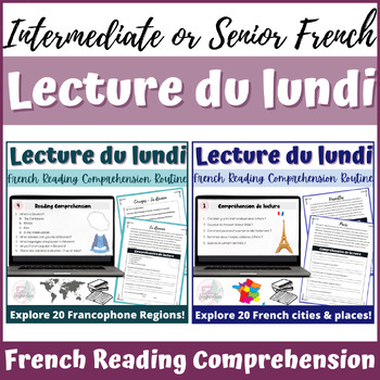 Preview of Lecture du lundi - FULL Year French Reading Comprehension Bundle for Mondays