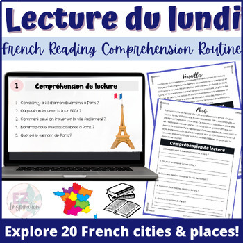 Preview of Lecture du lundi - French Reading Comprehension - French Cities & Places