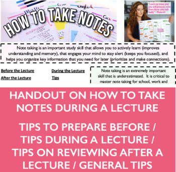 Preview of Lectures and Note Taking handout