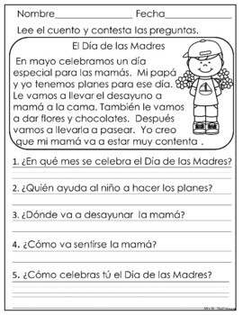 read spanish passage and answer questions in english spanishworksheet ...