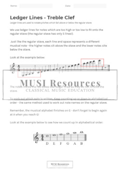 Ledger Lines - Treble Clef by Musi Resources | Teachers Pay Teachers