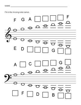 Preview of Ledger Lines Worksheet