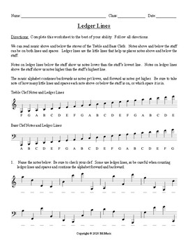 Ledger Lines Worksheet by McMusic TPT