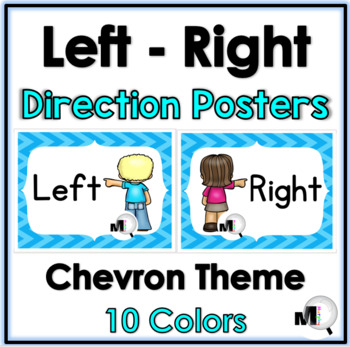 Preview of Chevron Classroom Decor Positional Words Left  & Right