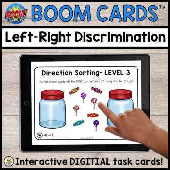 Preview of Left Right Discrimination BOOM CARDS™ for Teletherapy