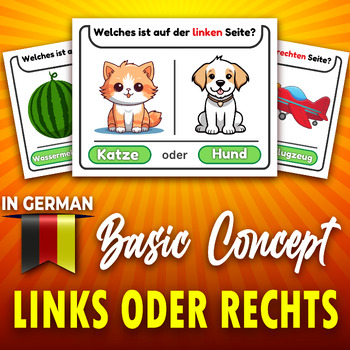 Preview of Left or Right? "Basic Concepts" in German . Printable Task Cards & worksheets