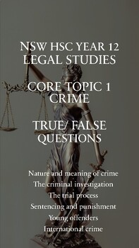 Preview of Legal Studies - Crime true/ false questions