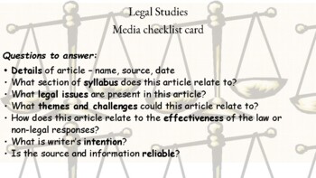 Preview of Legal Studies Media Task Card