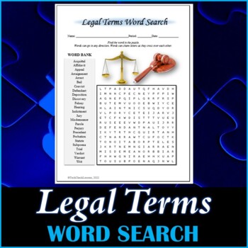 Preview of Legal Terms Word Search Puzzle