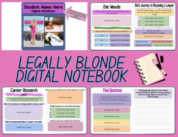 Preview of Legally Blonde Career Exploration- Digital Notebook