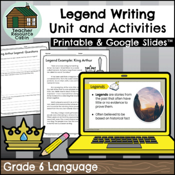 Preview of Grade 6 Legend Writing Unit (Printable + Google Slides™)