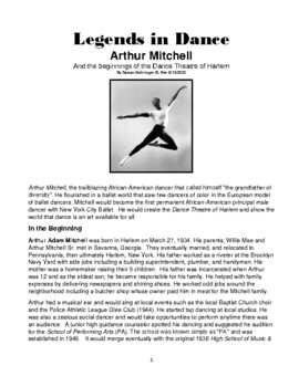Preview of Legends in Dance - Arthur Mitchell & the Beginning of Dance Theatre of Harlem