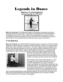 Preview of Legends in Dance - Merce Cunningham  NEW!