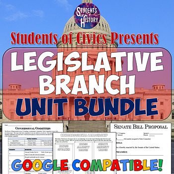 Preview of Legislative Branch American Government & Civics Unit Plan: 3 Branches & Leaders