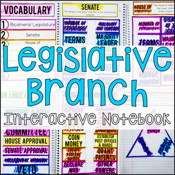 Preview of Legislative Branch Interactive Notebook Graphic Organizers US Government