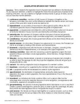 31 Worksheet The Legislative Branch Answer Key - Worksheet Information