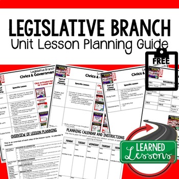 Preview of Legislative Branch Lesson Plan Guide Civics Government Back To School