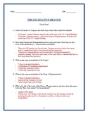 Legislative Branch "Quick Facts" questions