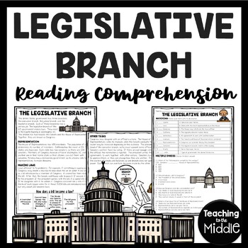 Preview of U.S. Legislative Branch of Government Reading Comprehension Worksheet Branches