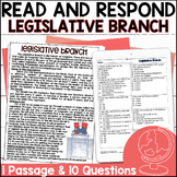 Legislative Branch Reading Passage Comprehension Questions