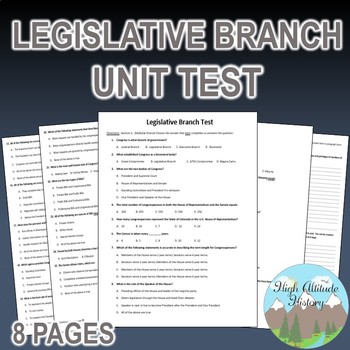 Preview of Legislative Branch Test (Government)