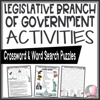 Preview of Legislative Branch of Government Activities Crossword Puzzle & Word Search
