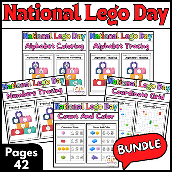 Preview of Lego Activities BUNDLE (3) Worksheets | National Lego Day