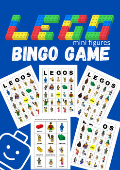 Lego mini figures BINGO printable game by Up Right Learning | TPT