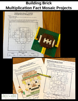 Preview of Lego® Brick Building Multiplication Mosaic Projects (Football & Scarecrow)