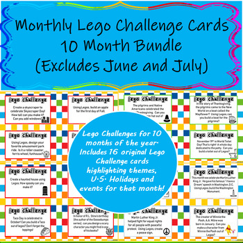 Preview of Lego Challenge Card 10 Month Bundle (EXCLUDES June and July)