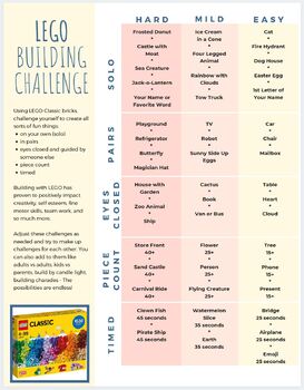 Preview of Lego Challenge Printable Game Activity