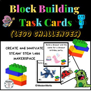 Preview of Makerspace - Lego Challenge Task Cards for Building Blocks