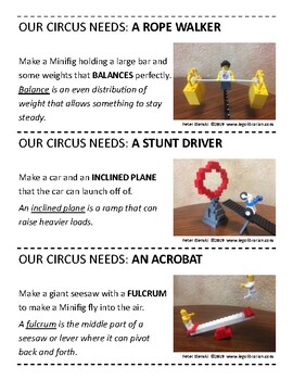 Preview of Lego Club STEM Circus Cards