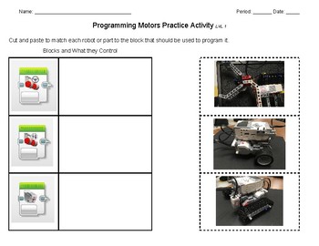 Preview of Lego EV3 Programming Motors Practice Activity