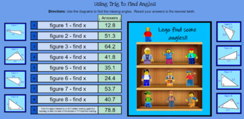 Preview of Lego Find Some Angles - using trig to find angles - PUZZLE REVEAL