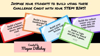 Preview of Lego STEM BINS 60 Challenge Cards