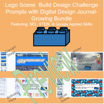 Preview of Lego Scene Prompt Design Challenges Growing Bundle w/ Workbooks and Lesson Plan