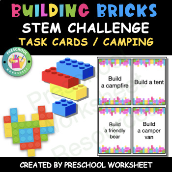Preview of Lego Task Card | Easy Stem Challenge Activities | Camping Summer