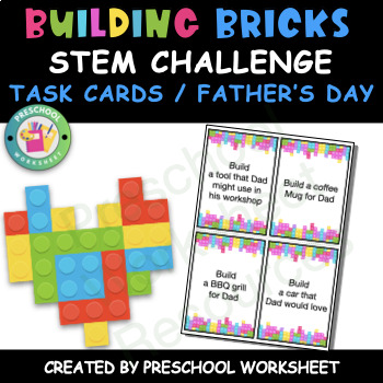 Preview of Lego Task Card | Easy Stem Challenge Activities | Father's Day