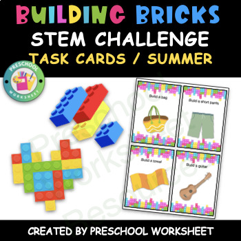 Preview of Lego Task Card / Easy Stem Challenge Activities / Summer Objects