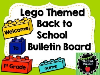 Preview of Back to School Bulletin Board EDITABLE Lego Themed