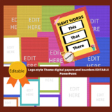 Lego-style Theme digital papers and boarders EDITABLE PowerPoint
