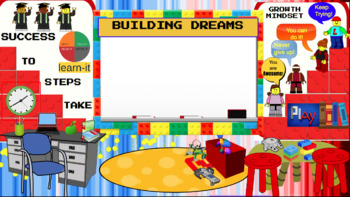 Preview of Lego themed Growth Mindset Virtual Classroom Background