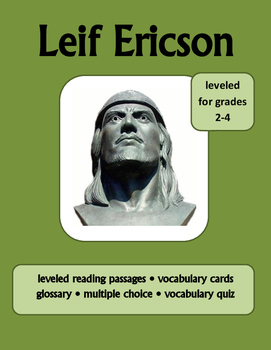 Preview of Leif Ericson - Leveled Reading Passage with Vocabulary Cards