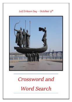 Leif Erikson Day October 9th Crossword Puzzle Word Search Bell Ringer