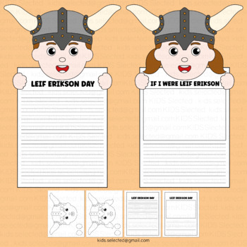 Preview of Leif Erikson Writing Activities Handwriting Paper Craft Worksheet Bulletin Board