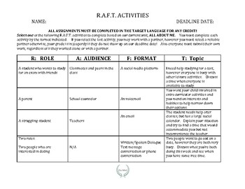 Preview of Leisure Activities/Hobbies RAFT Activity, World Language