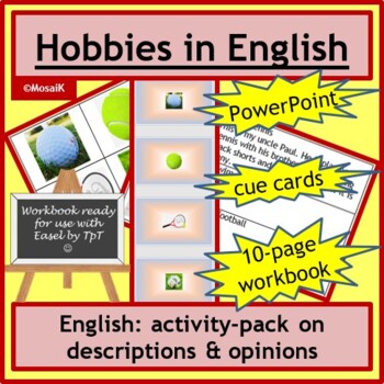 Preview of Leisure ESL English leisure cards opinions 2 tenses workbook